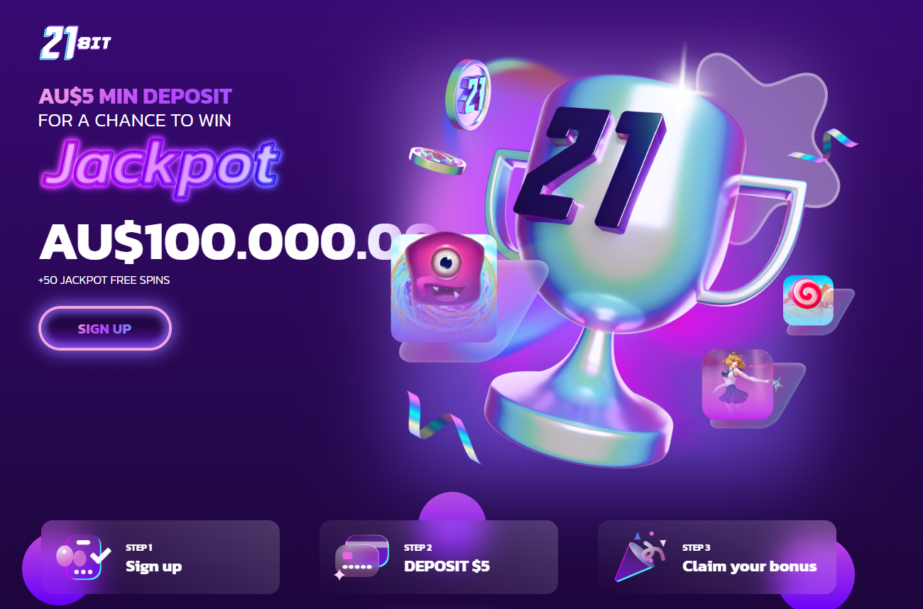 21Bit Casino $5 deposit casino bonus